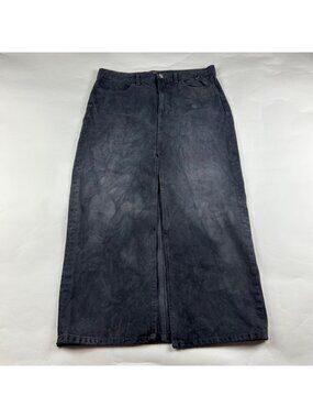 Zara Washed Black Tie Dye Denim Midi Skirt M